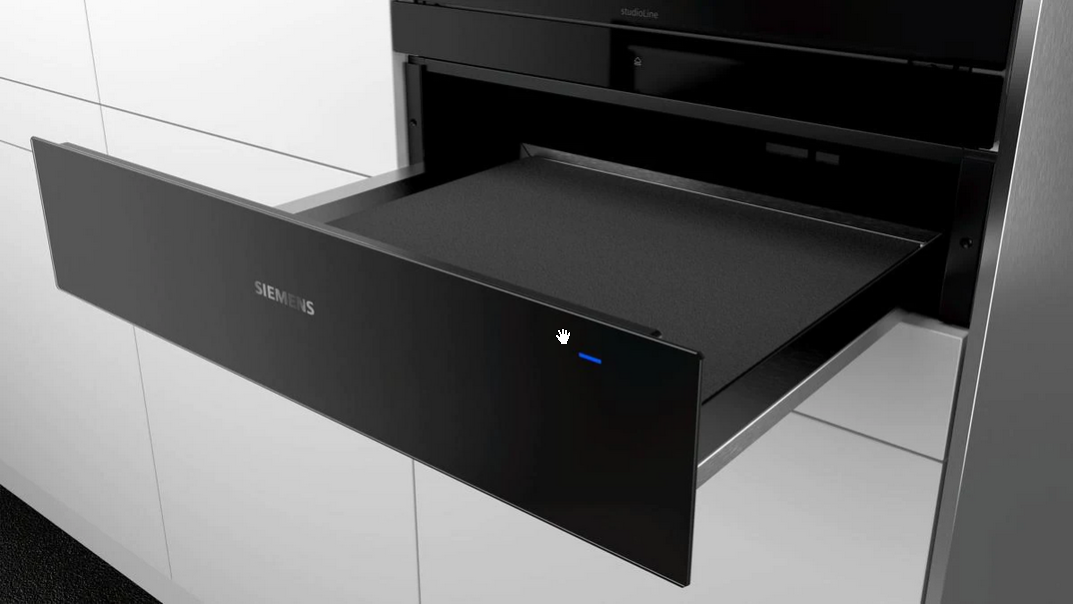 Siemens BI510CNR0 iQ500 Wärmeschublade, 14 cm hoch, 23l, lightControl, Edelstahl/schwarz